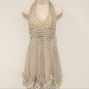 Polka dot halter dress with ruffles hem